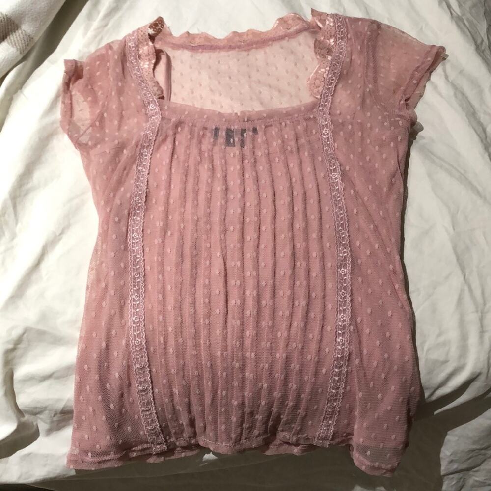INC blush pink sheer top w/matching cami M worn 1